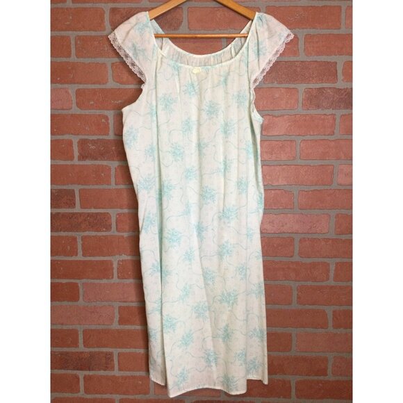Vintage Dreamcoats Women's Nightgown Housecoat Set Floral Print Lace Detail Sz M - Picture 3 of 16